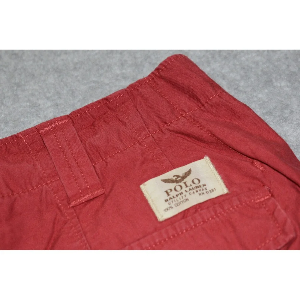 Polo Ralph Lauren Cargo Shorts Mens 33 Red Utility Canvas Cotton Flat